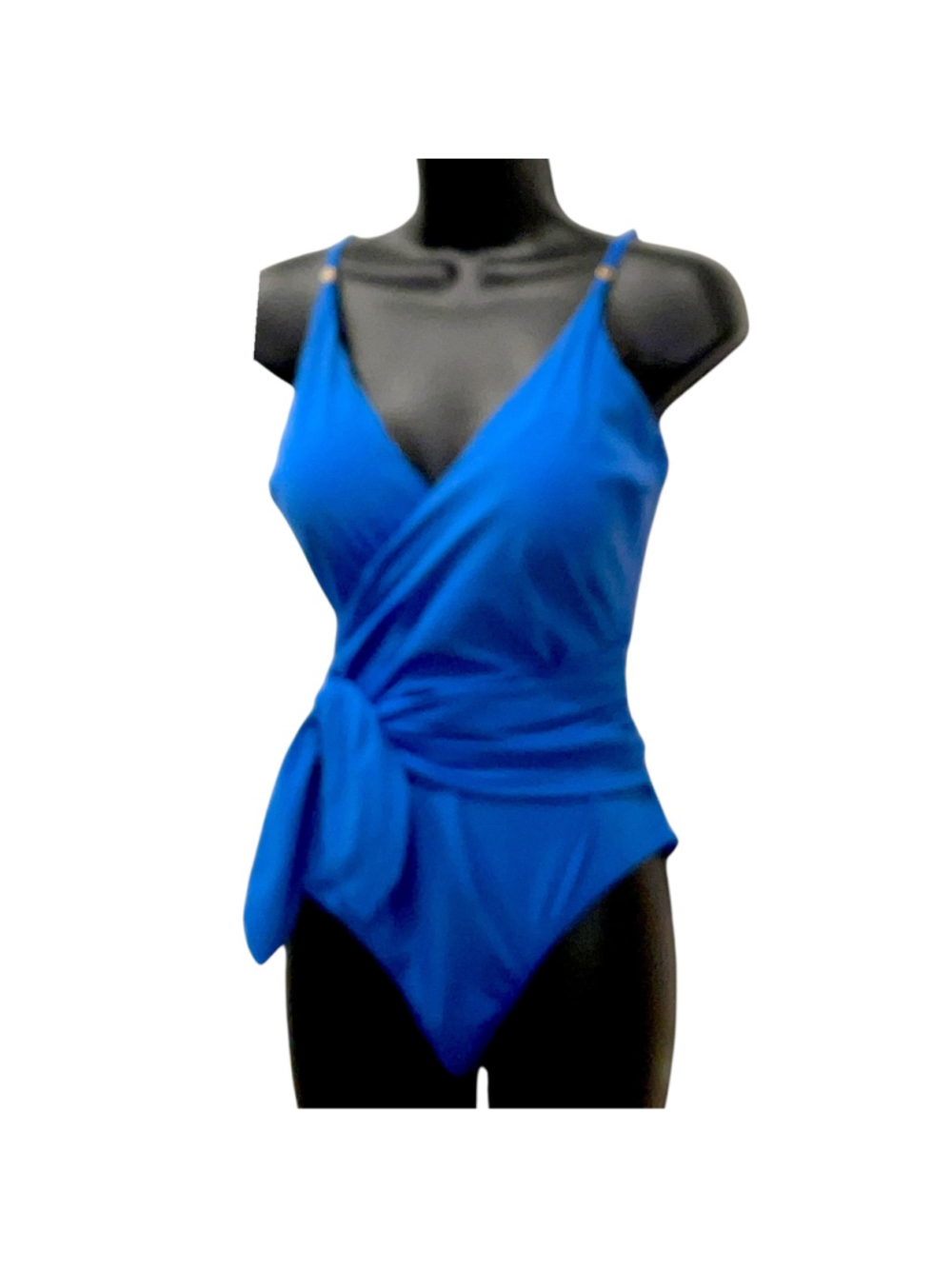Stella McCartney Womens Size Large Timeless Basics Wrap One Piece Swimsuit Blue - Picture 4 of 14